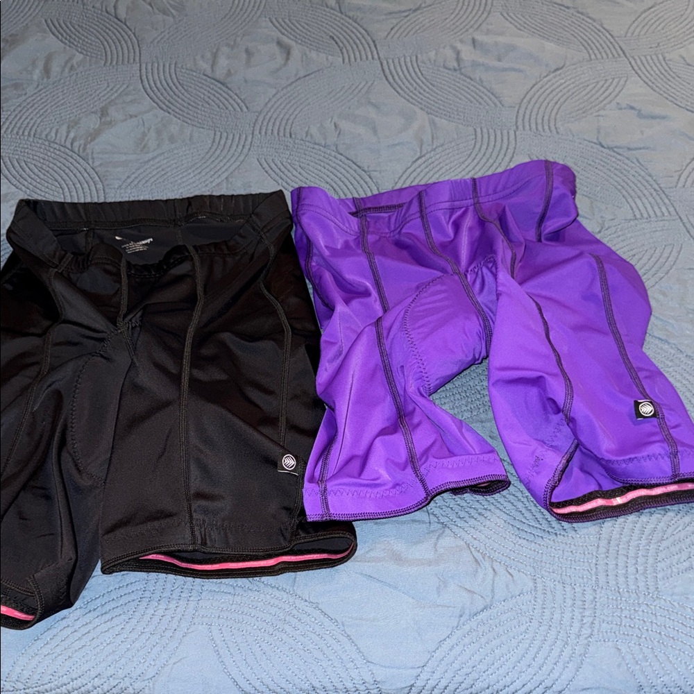 Women's Bike Shorts — Black & Purple Stretch Cycling Shorts
